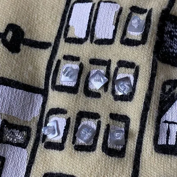 Koret Top Tee Women Large Yellow Multi Embellished Rhinestones Shopping Scenes - Picture 5 of 12